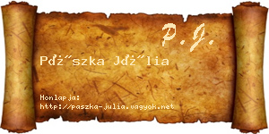 Pászka Júlia névjegykártya